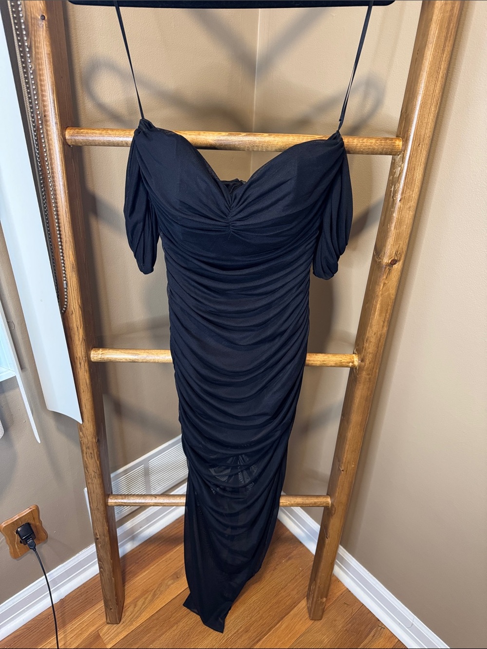 Elegant Black One-Shoulder Ruched Maxi Dress